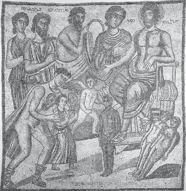 Votive stele with two people in Parthian dress. The accompanying inscription is in Greek. Photo by Françoise Briquel Chatonnet.